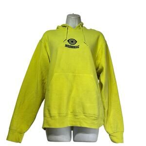Insomniac Yellow Graphic Eye Logo Hoodie Pullover Wide Awake Sweatshirt S 1993